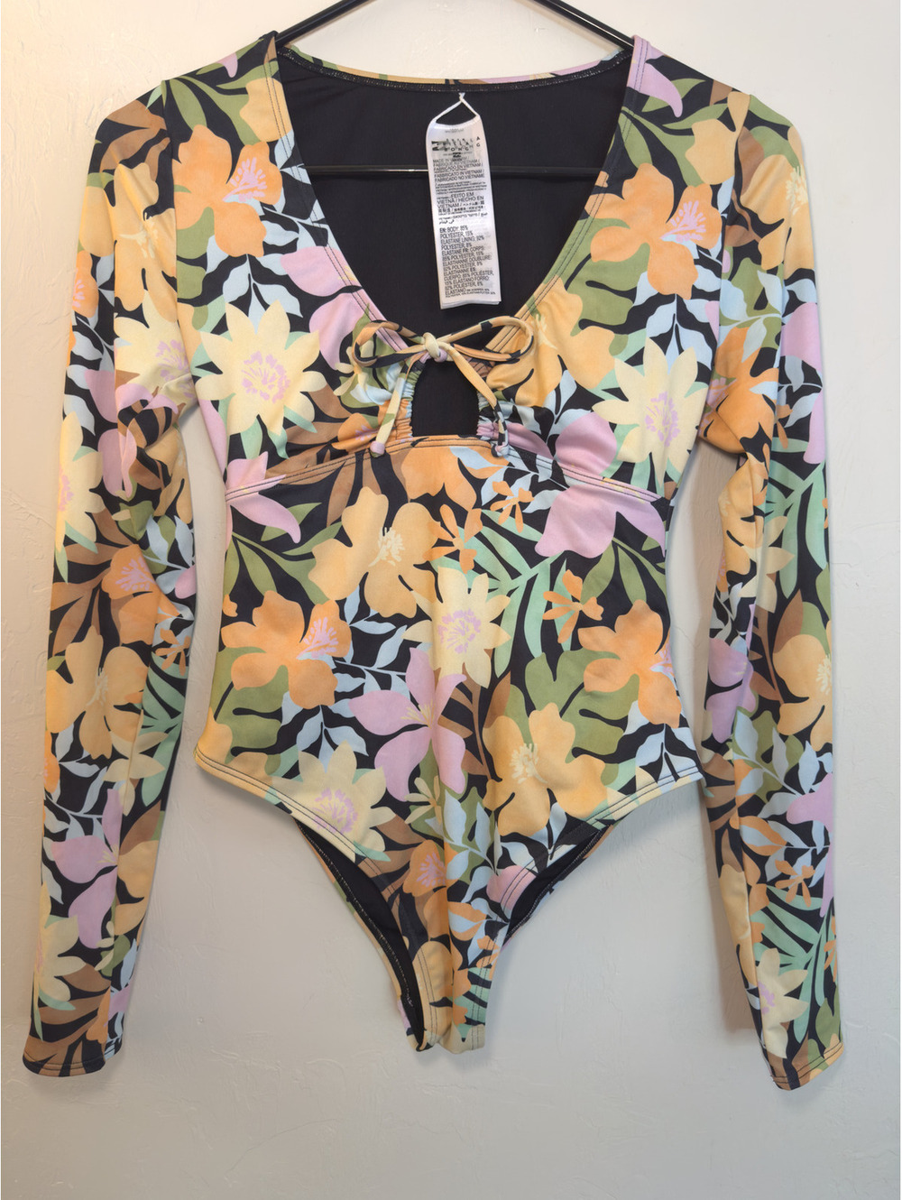 Billabong Women's Floral Long-Sleeve One-Piece Surf Swimsuit